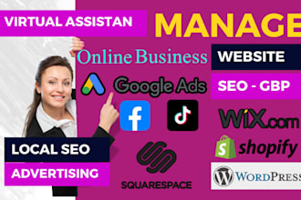 be VA to manage business website SEO google fb tiktok ads