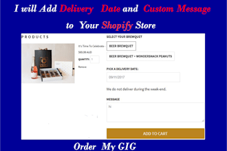 add date picker and custom message to your shopify cart page