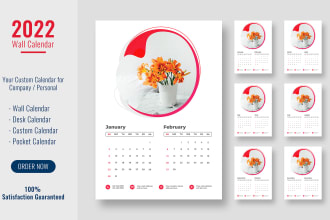 design a professional wall or desk calendar for 2022