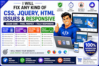 fix css issues,jquery issues ,html issues and responsive