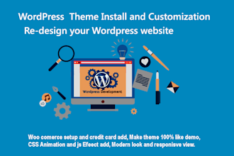 do wordpress theme  install, customize and redesign