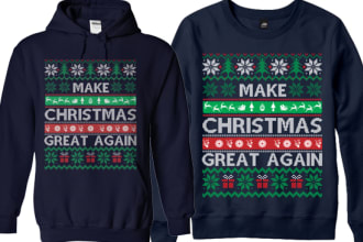 do ugly christmas sweater and tshirt design in 24 hours