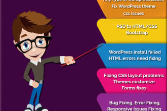 urgently wordpress fix,bootstrap fix ,html and css fix