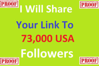 share your link to 73,000 USA fb followers