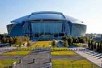 hold a sign in front of Dallas Cowboys or Texas Rangers Stadium