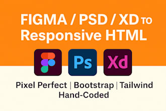 convert figma or PSD to pixel perfect responsive HTML website