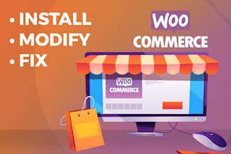install, modify, fix, woocommerce website