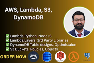 manage, fix issues with AWS, lambda, s3, dynamodb