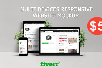 make 100 multi devices responsive website mockup or logo mockup in 6 h