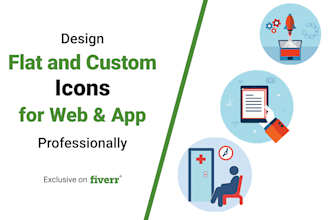 design flat and custom icons for web app professionally