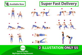 do exercise, medical, yoga, workout any pose illustration