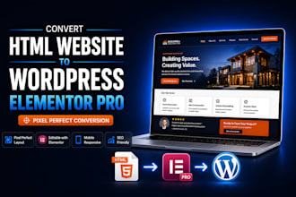 migrate, clone, duplicate static coding HTML website to elementor pro wordpress