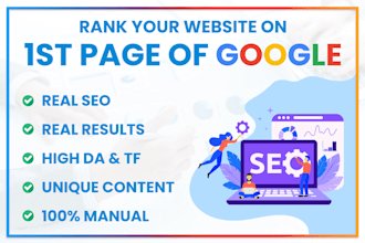 provide monthly SEO service for 1st page google rankings