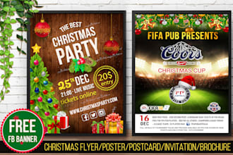 design christmas flyer, poster,invitation,postcard,banner