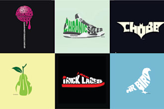 do unique typography word logo in any shape