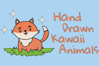 create hand drawn kawaii animal illustration