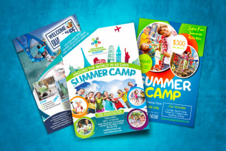 create awesome summer camp, winter camp, graduation, kids party, school flyers