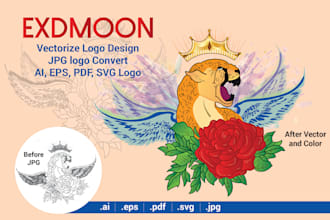image or logo convert to vector trace file ai, eps, svg, cdr