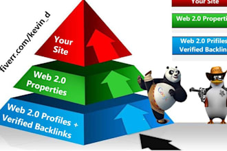 build Powerful Link PYRAMID of 15 High Pr Web 2 properties powered by 100 web 2 profiles + 1000 verified backlinks pointing to them