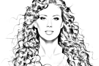 redraw or trace line art, pencil sketch, logo, illustrations
