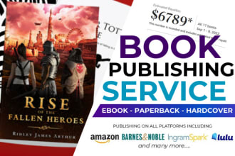 publish your book, proofread, format layout, design bookcover with free isbn