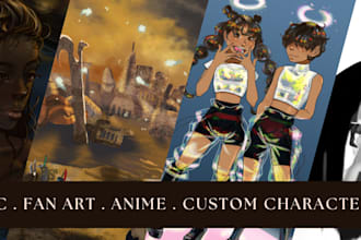 design custom characters, fan art, anime, and oc art