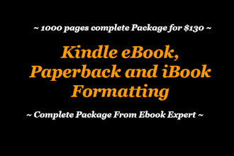 convert 1000 pages to ibook, kindle ebook, paperback format