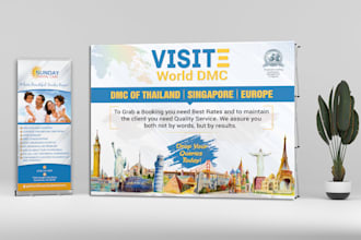 do professional retractable, roll up, pop up banner design or backdrop