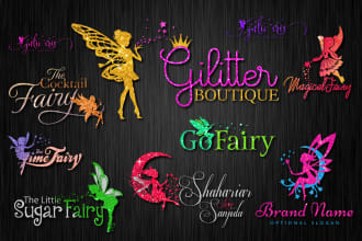 do glitter fairy,luxury,princess,feminine,castle, crown logo