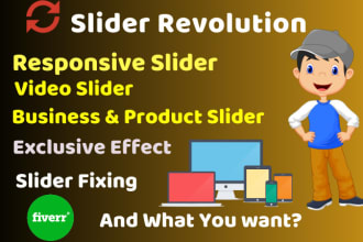 create and fix slider revolution, website slider and banner