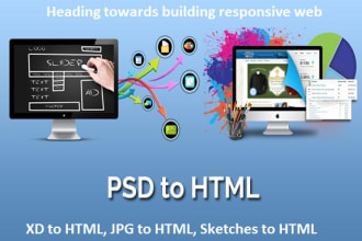 convert psd to html, xd to html, figma to html responsive