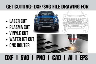 create vector dxf, svg, png file for to cnc laser  plasma cut