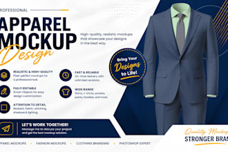 create realistic apparel clothing suit, shirt PSD mockup