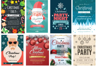 design amazing christmas party poster and christmas card