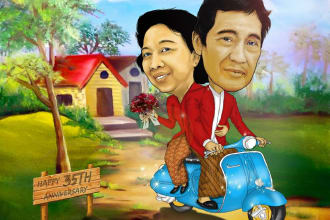 make family or couple caricature
