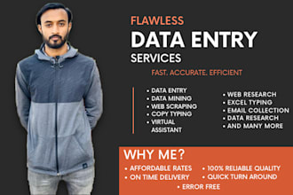 do flawless data entry, internet research quickly