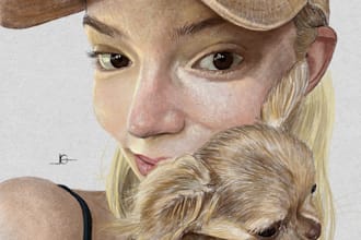 do a realistic drawing portrait from photo