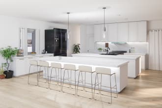 create realistic kitchen interior rendering as per drawing layout