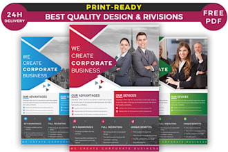do business flyer, event flyer, leaflet, or brochure design