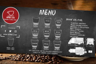 design stunning food menu design for restaurants, cafes, and takeaways