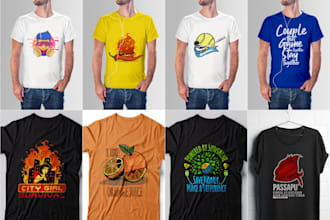 draw an eye catching cartoon and typographic tshirt design