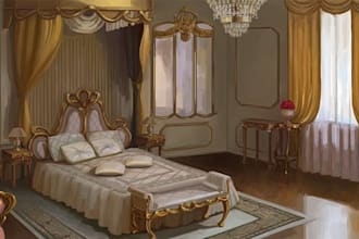 draw detailed background and environment asset