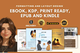 create professional ebook design, print book, PDF and paperback