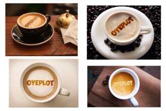 put text or logo on 5 amazing coffee latte art in 1 day