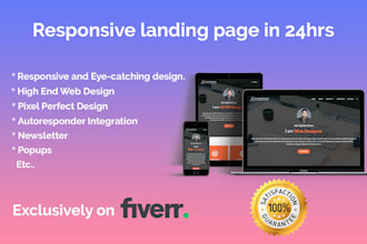 create professional responsive landing page in 24hrs