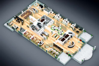 do office interior, detail floor model making and renderings works