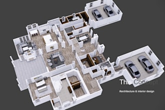 render 3d floorplan of apartment, house