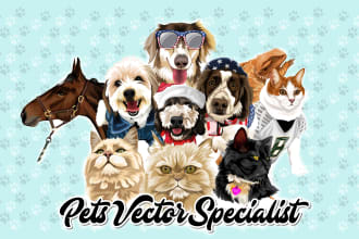 draw your dog or pets into profesional cartoon illustration