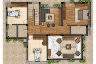 draw plan in auto cad with photoshop render