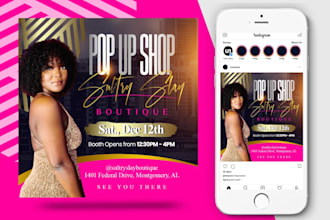 amazing pop up shop, fashion and beauty event flyers